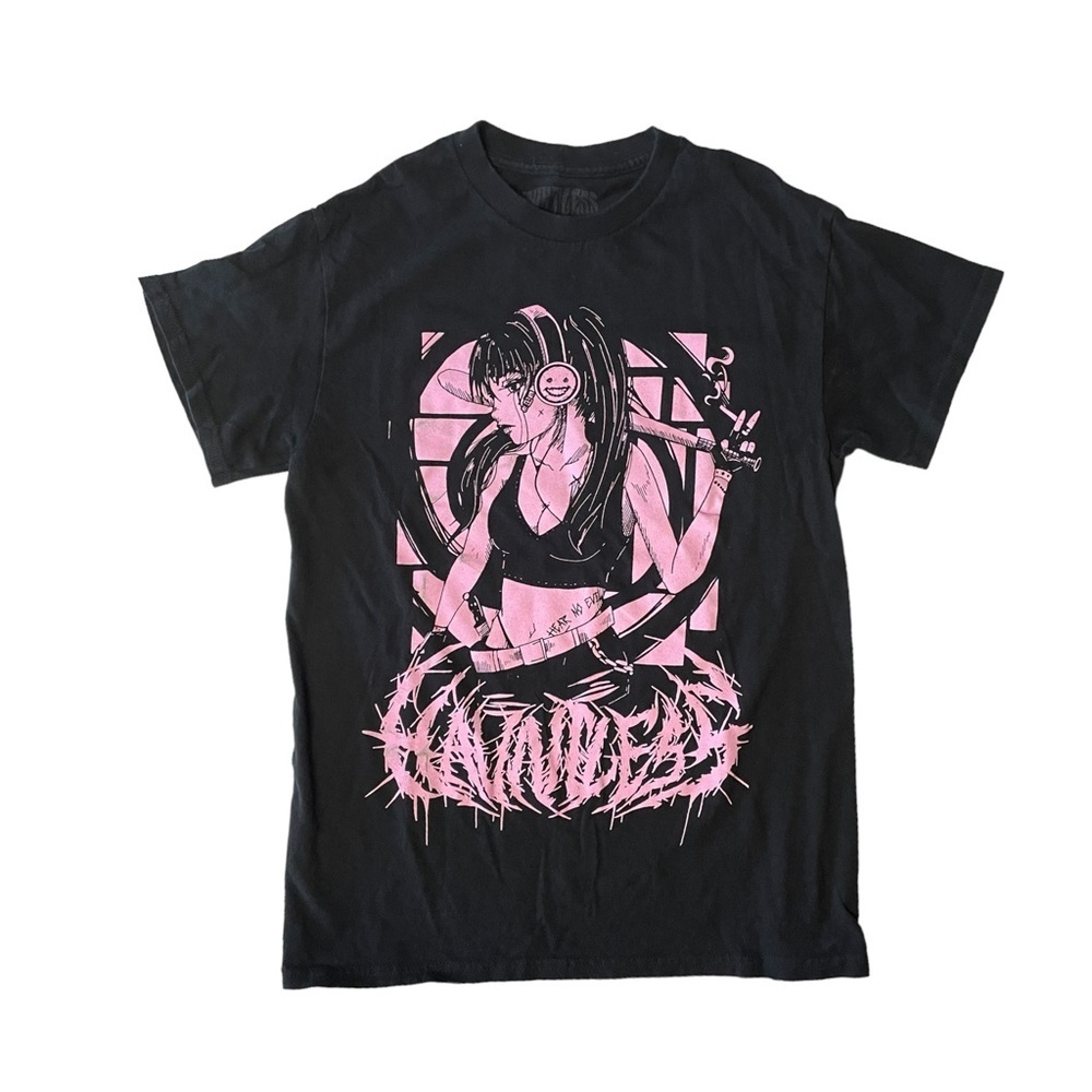 Hauntless Black Pink Hear No Evil Short Sleeve T-Shirt Small